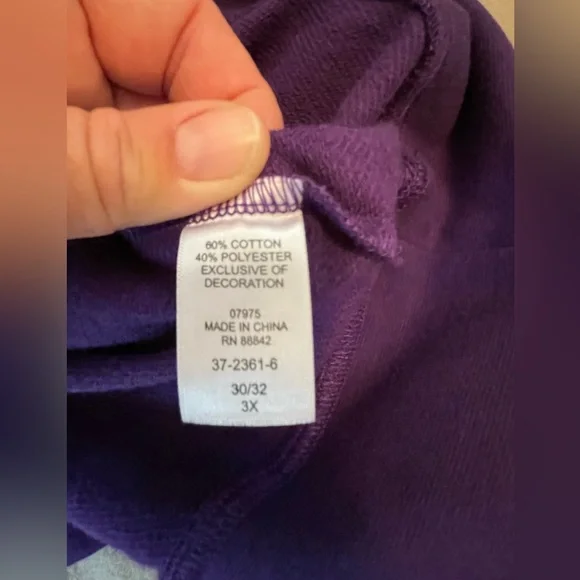 Roaman’s Women’s Size 3X 30/32 Pretty Purple Sweatshirt Decorative Sleeves - Picture 10 of 10